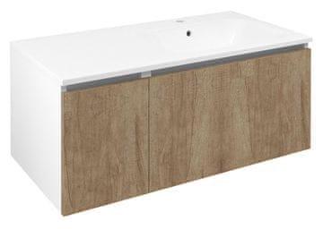 SAPHO LOREA zidna ormarić s ladicama, dub alabama/bijeli mat, 100x46x52 cm