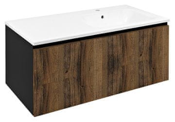 SAPHO Viseca Drveni Zidni Ormarić s Ladicama, 100x46x51.5 cm, Hrast Collingwood/Crna Mat