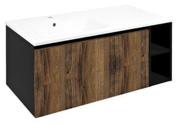 SAPHO LOREA Zidni Ormar 101x46x51,5cm, Lijevi, Hrast Collingwood/Crna Mat