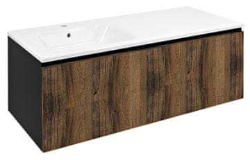 SAPHO LOREA Zidni Ormar 120cm, Dub Collingwood/Crna Mat, Zasuvke i Vrata, Tihi Zatvarač