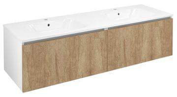 SAPHO Savitljiva Zidna Ormarića LOREA 141cm, Dub Alabama/Bijela Mat, MDF/Laminat