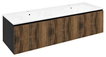 SAPHO LOREA Zidna Vješalica s Ladicama 180 cm, Hrast Collingwood, Mat Crna