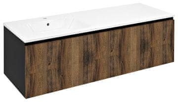 SAPHO LOREA Zidna Viseća Komoda 140cm, Lijeva, Hrast Collingwood/Mat Crna