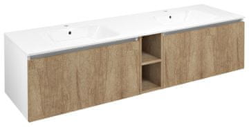 SAPHO Viseća Konzolna Kupaonska Sklopka LOREA 180cm Dub Alabama/Bijela Mat