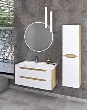 SAPHO Set Kupaonski WAVE 90, Lijevi, Bijela/Dub Alabama