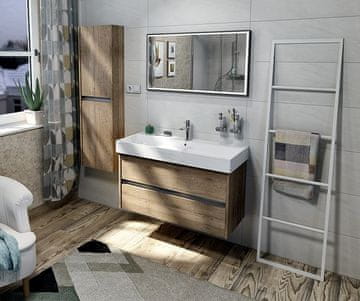 SAPHO Kupaonski set NIRONA 100, hrast sherwood, zidna montaza, led ogledalo