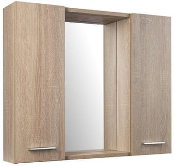 AQUALINE Ogledalo s LED Osvjetljenjem, 70x60x14 cm, Platinasti Hrast