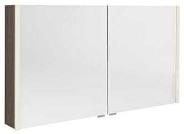 SAPHO ALIX Zrcalna Galerija s LED svjetlom, Dvostruka Vrata, Borovina Rustik, 126x70x17,5cm