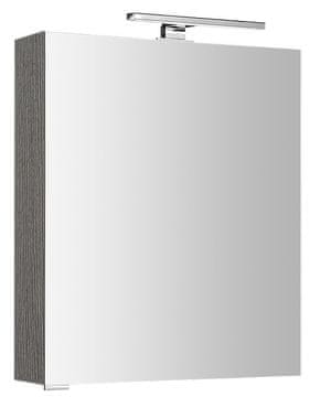 SAPHO Zidna galerija sa LED rasvjetom, 60x70x16cm, svestrana, srebrni hrast