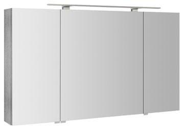 SAPHO Zrcalna ormarić RIWA s LED rasvjetom, 3 vrata, 121x70x17 cm, srebrni hrast