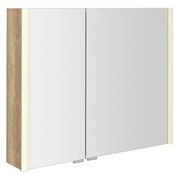 SAPHO Zidna galerija s LED svjetlom 86x70cm, drvo alabama, obostrana zrcalna vrata