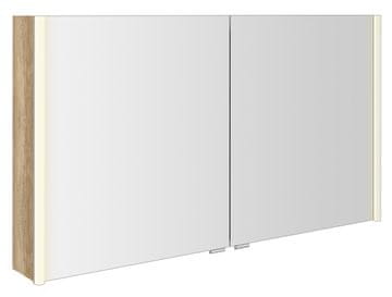 SAPHO ALIX Ormar s LED Osvijetljenjem, Dvorska Ogledala, 126x70x17.5cm, Hrast Alabama