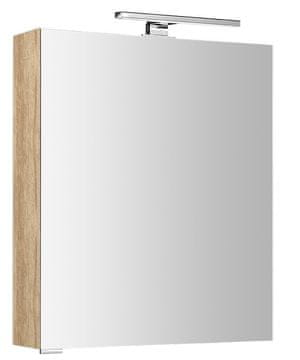 SAPHO Zrcalna Galerija s LED Svjetlom MIRRÓ 60x70cm Dub Alabama (Lijeva/Desna)
