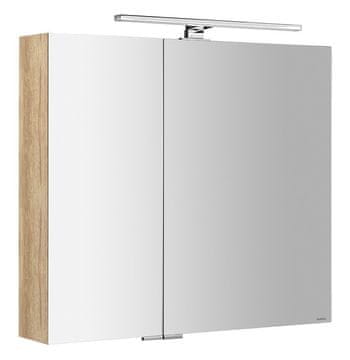 SAPHO MIRRÓ ogledalo s LED svjetlom, 80x70x16cm, hrast alabama