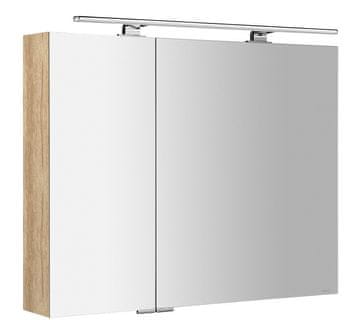 SAPHO Zidno ogledalo sa LED osvjetljenjem, 90x70cm, hrast Alabama