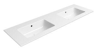Gsi PURA keramički dvostruki umivaonik Slim 142x46cm, bez otvora, bijela ExtraGlaze
