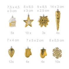 Northix Kuglice za božićno drvce, pakiranje od 100 komada, 10 dizajna, mat, sjajne i svjetlucave završne obrade