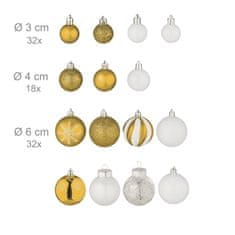 Northix Kuglice za božićno drvce, set od 101 komada, razni oblici, mat, sjajna i svjetlucava završna obrada