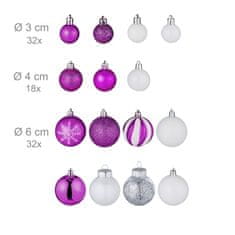 Northix Kuglice za božićno drvce, set od 101 komada, mat, sjajne i svjetlucave završne obrade