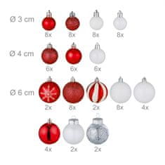 Northix Kuglice za božićno drvce, set od 101 komada, mat, sjajne i svjetlucave završne obrade