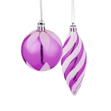 Northix Kuglice za božićno drvce, set od 72 komada, razni oblici i veličine, srebrne vrpce