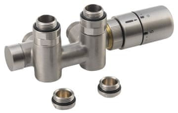 SAPHO TWIN COMBI termo-ventilski set za centralno grijanje, desni, matirani nehrđajući čelik