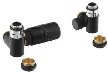 SAPHO Kompaktni Termostatski Ventil za Ugaone Radijatore, Lijevi, Mat Crna