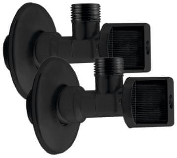 AQUALINE Kutni kuglasti ventil 1/2"x3/8", crni mat, par, AQUALINE