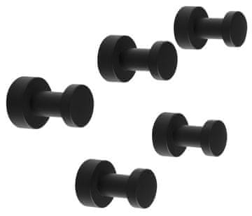 AQUALINE SAMBA set crnih mat kuka, 5 kom, za kupaonicu