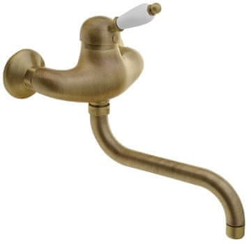 SAPHO KIRKÉ WHITE zidna mješalica, bijela ručka, brončana završna obrada