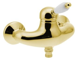 SAPHO KIRKÉ WHITE Zidna Zlatna Retro Tuš Miješalica s Bijelom Ručkom