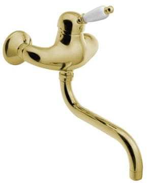 SAPHO KIRKÉ WHITE Zidna mješalica, bijela ručica, zlato, retro stil