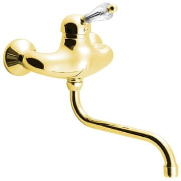 SAPHO KIRKÉ CRYSTAL Zidna Miješalica s Kristalnom Ručkom, Zlatna Retro Dizajn