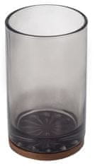 SAPHO FIGO Čaša za Četkice, Dimljeno Staklo/Drvo, 75x130x75 mm, Siva