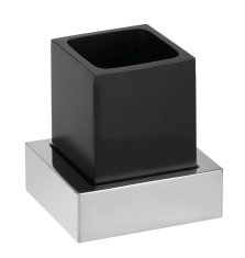 SAPHO Čaša za Četkice X-STEEL, Mat Crna, Poliester i Mjed, 115x115x95 mm