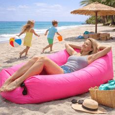 VIVVA® Napuhivačka ležaljka 180 cm, prijenosna zračna sofa s torbom, lagana i udobna za kampiranje i plažu | COMFYAIR Ružičasta