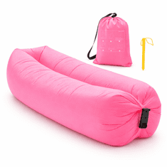 VIVVA® Napuhivačka ležaljka 180 cm, prijenosna zračna sofa s torbom, lagana i udobna za kampiranje i plažu | COMFYAIR Ružičasta