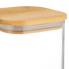 Northix Set od 3 kvadratne staklene posude za pohranu 900 ml s bambusovim poklopcem