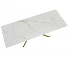 Fort Proširivi blagovaonski stol GOLDIE 160+40+40 (bijela/zlatna)