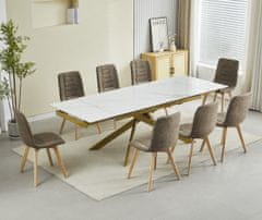 Fort Proširivi blagovaonski stol GOLDIE 160+40+40 (bijela/zlatna)