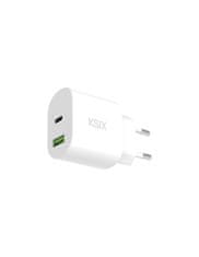 Ksix GaN ultrabrzi zidni punjač 20W, PD, USB-C + USB-A, USB-C + USB-A, bijeli