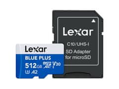 Lexar BLUE PLUS memorijska kartica, Micro SDXC, 512 GB, 170 MB/s, UHS-I, s adapterom (LMSBLPL512G-BNANG)