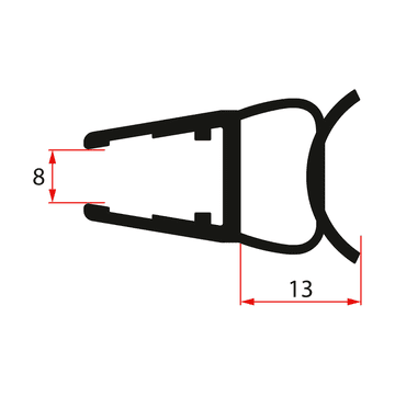 POLYSAN Crna brtva od 8mm stakla, 1963mm, za profesionalnu primjenu