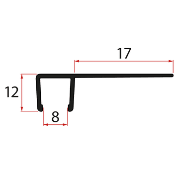 Gelco Skup vertikalnih brtvila za staklo 8/8mm, 2000mm, crna