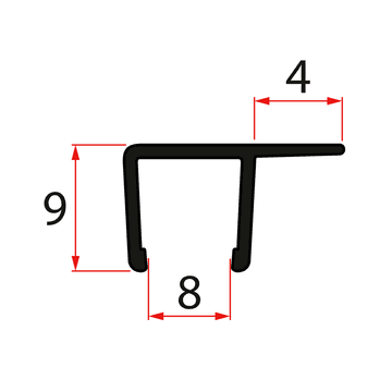 POLYSAN Vertikalna brtva za staklo 8mm, 2000mm, crna