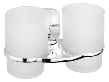 AQUALINE RUMBA Dvostruki Držač Čaša, Mliječno Staklo, Kromirana Površina
