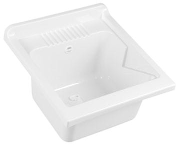 AQUALINE Bijeli plastični odvodni sudoper za ormarić 45x50 cm s pregradom i sifonom