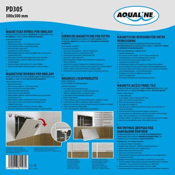 AQUALINE Magnetna vrata za oblaganje 300x300 mm - Skriveni revizijski otvori, PVC okvir, jednostavna montaža