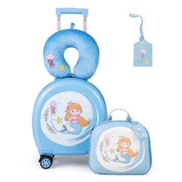 Northix Dječji kofer set 4u1 14in ABS PC ruksak 10in plavi