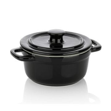 Kela Posuda za posluživanje i pečenje KL-11928 Malin ceramic black with lid 9.5 cm 14.0 cm